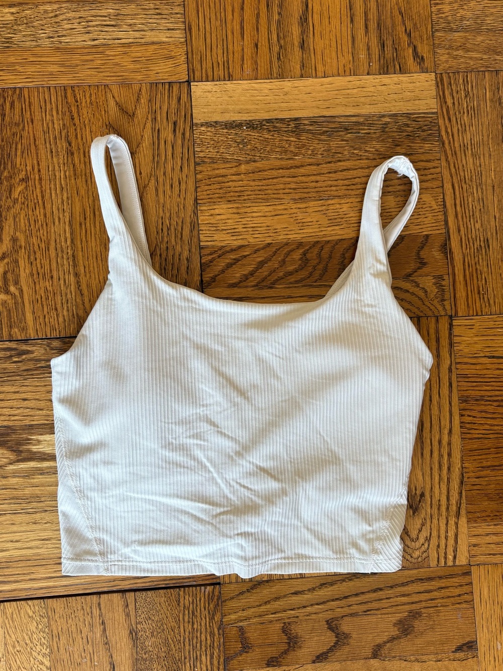 Off White Ribbed Crop Tank Top